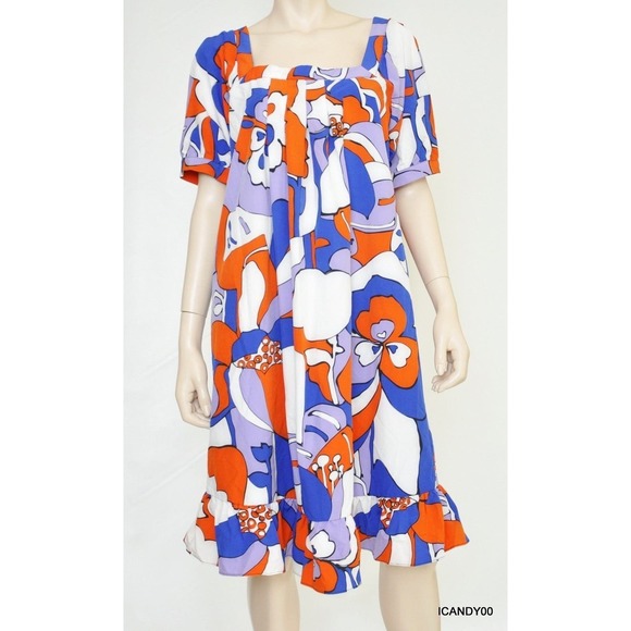 WD.NY Printed Abstract Floral Elbow Sleeve Shift Dress Top Multi 12 Nwt - Picture 1 of 7